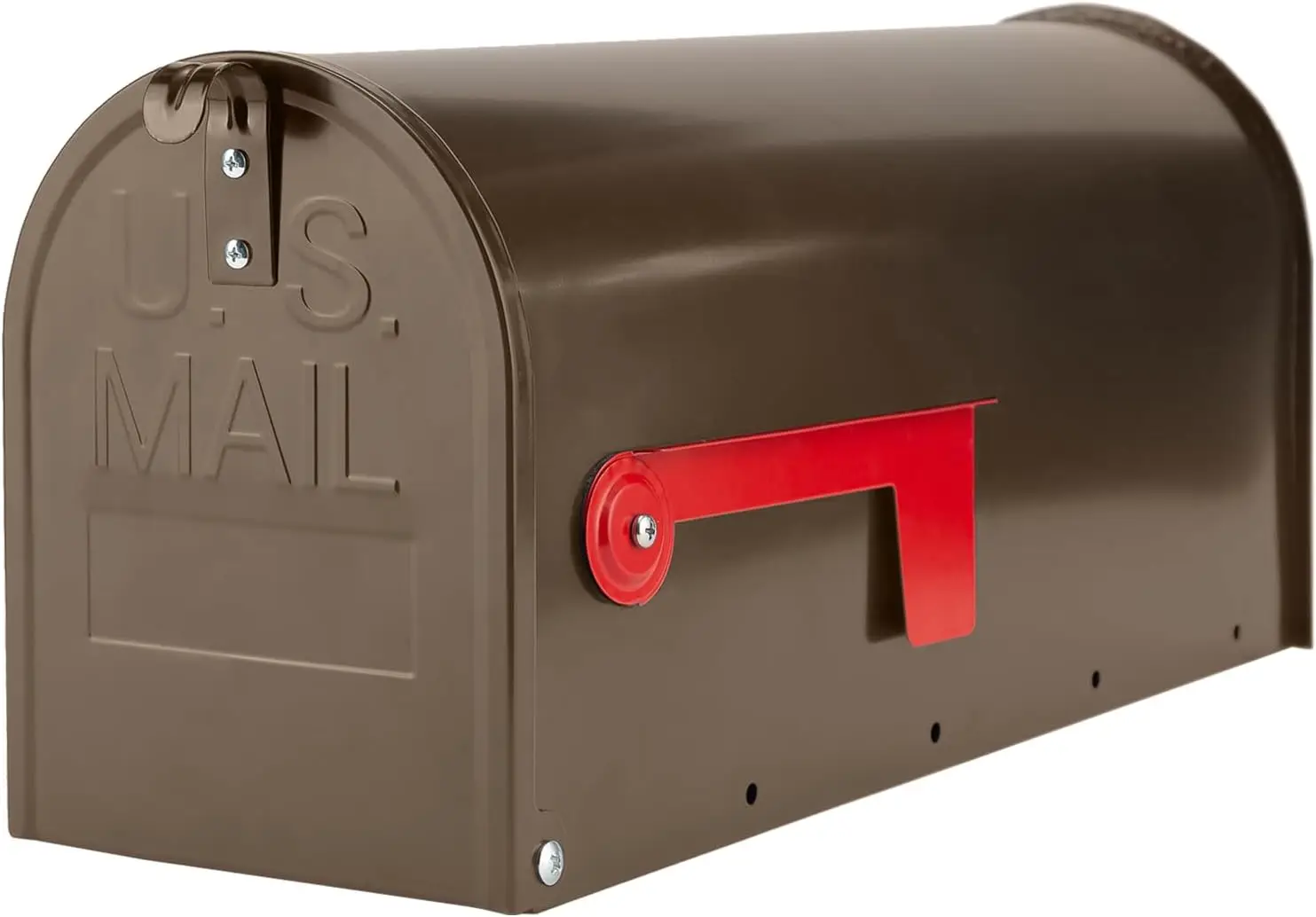 

Brown Galvanized Steel Mailbox for Outside with Flag, 19x8.7x6.7 Inch Post Mount Mail Box