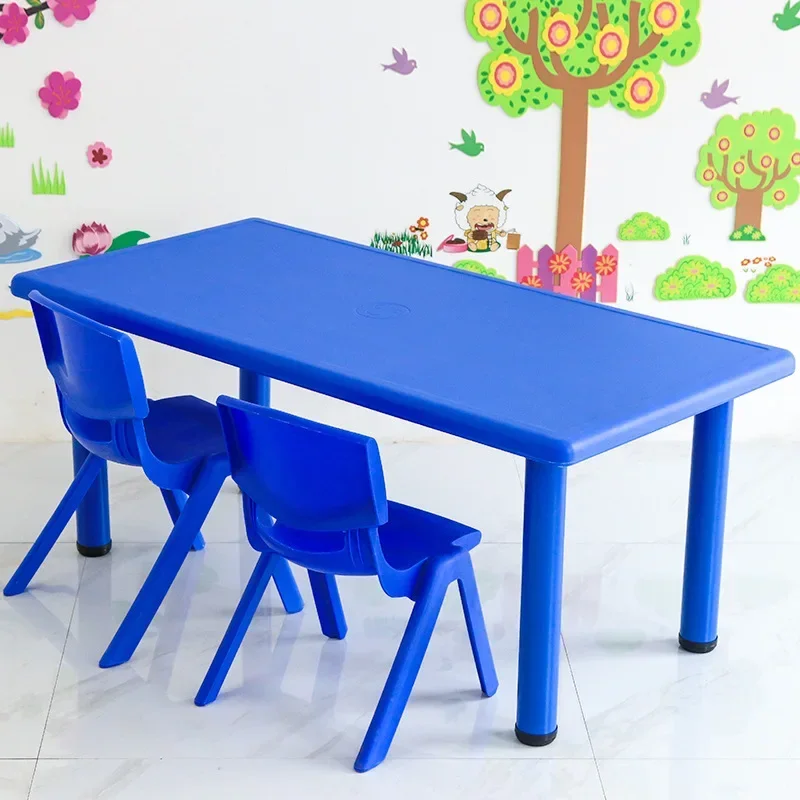 Precio barato, juego de escritorio y silla para niños de guardería, muebles de aula, mesa y silla rectangulares de plástico para niños escolares a la venta