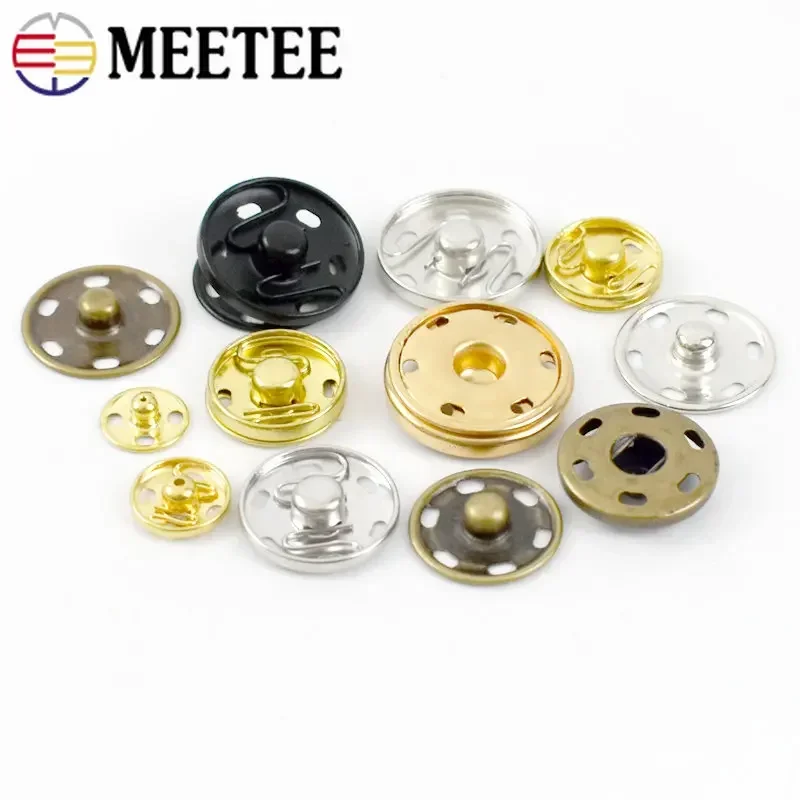 Meetee 50 set 8-30mm bottone a pressione in metallo Scrapbooking bottoni a pressione invisibili bottoni chiusura per cappotto fibbia per cucire accessorio per indumenti