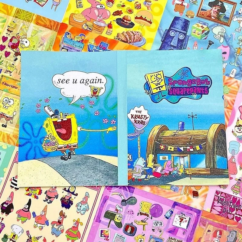 

Anime Spongebo Squarepants Sticker Book Handbook Decoration Creativity New Style Creativity Kawaii Birthday Gift Cute Niche New