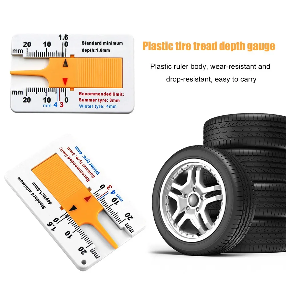 0-20MM Tyre Tread Depth Depthometer Gauge Caliper Plastic Tread Ruler Depth Ruler Motorcycle Truck Tire Wheel Measure Tool