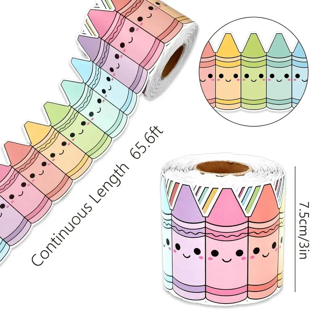 Self Adhesive Chalkboard Bulletin Board Border Cartoon Crayon 7.5cm Border Classroom Decors Paper waterproof Border Trim Sticker