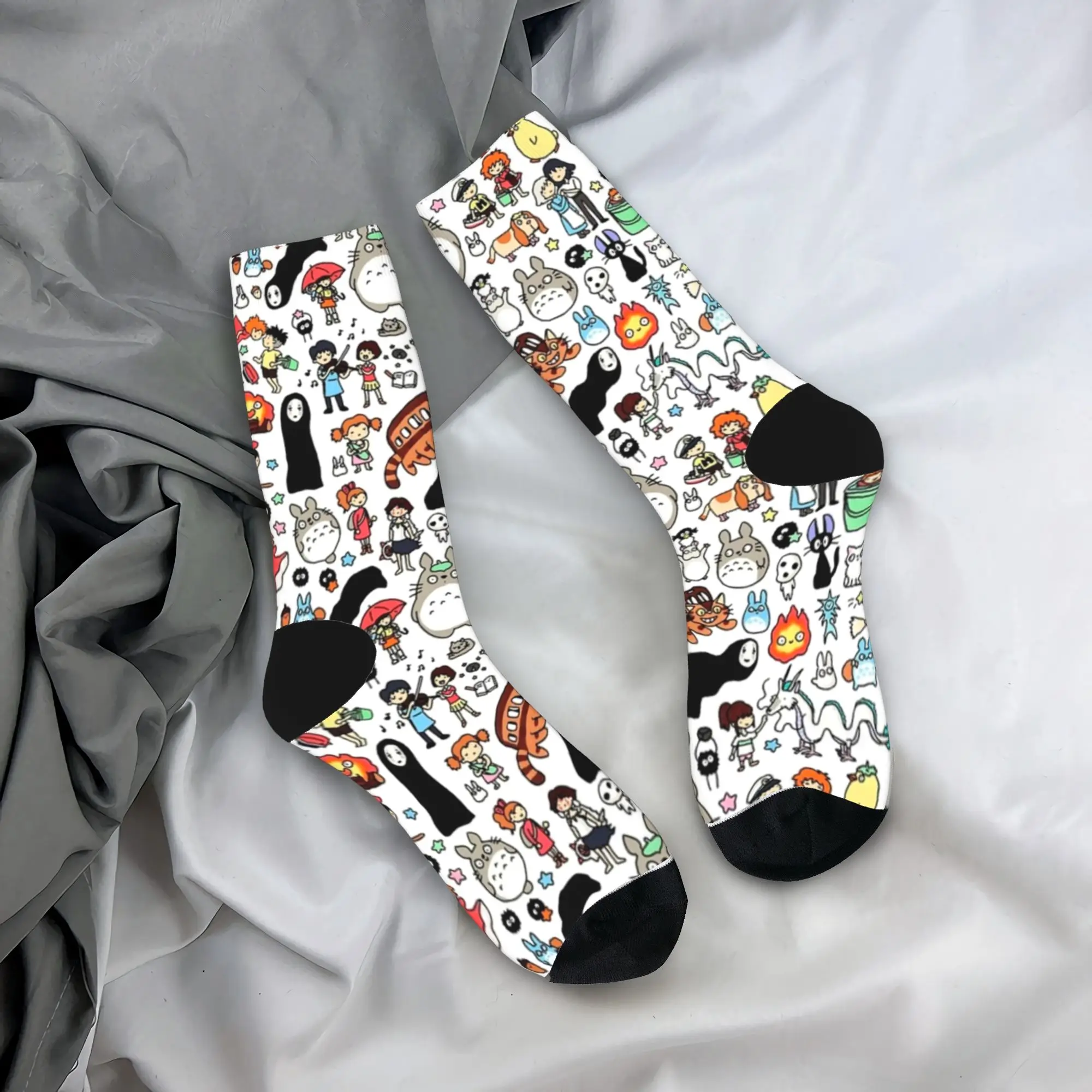 Susuwatari Soot Sprites Anime Socks Men's Women's Fashion  Socks Novelty Spring Summer Autumn Winter Middle Tube Stockings Gifts