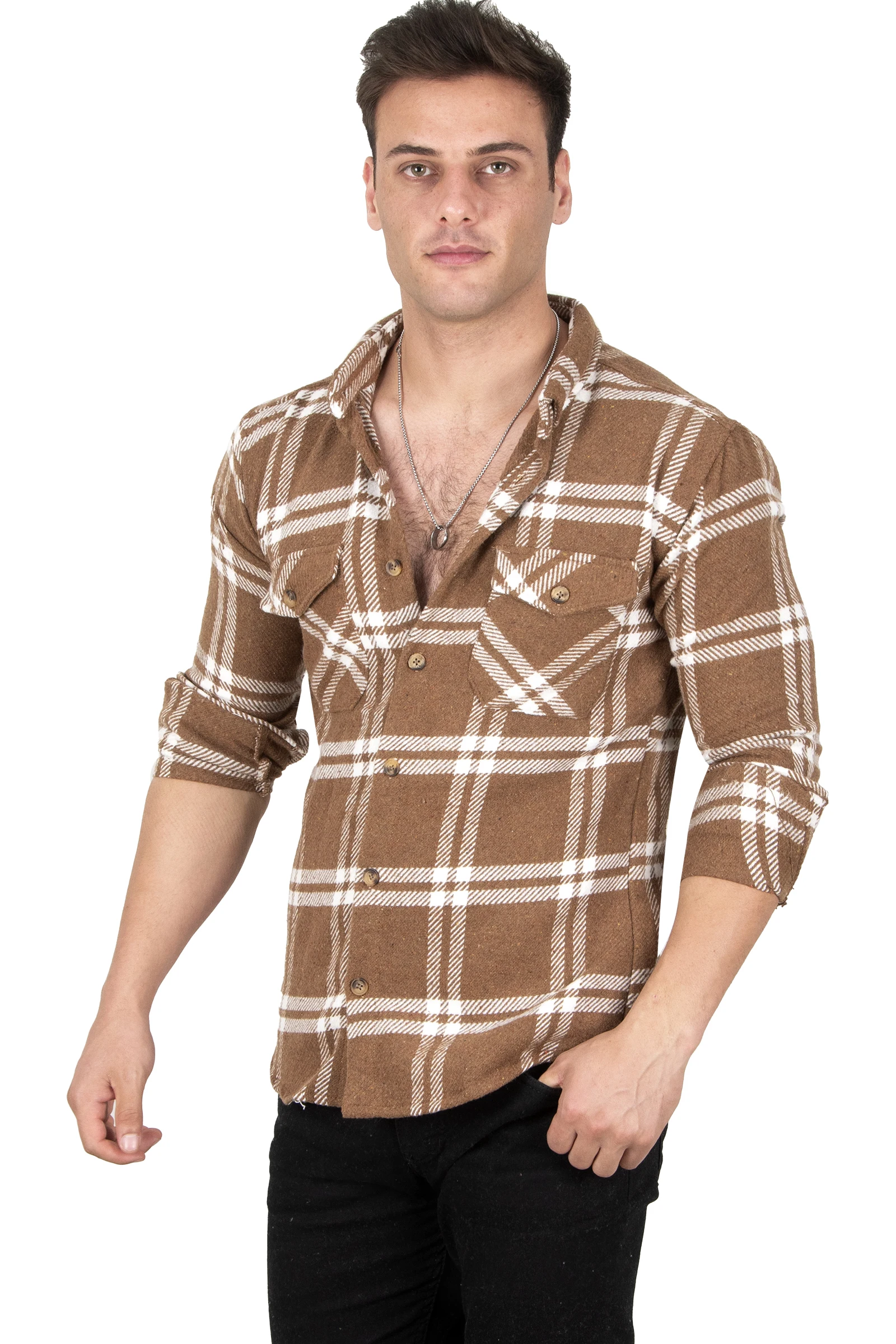 DeepSEA Patterned Buttoned Double Pocket Lid Lumberjack Shirt 2302306