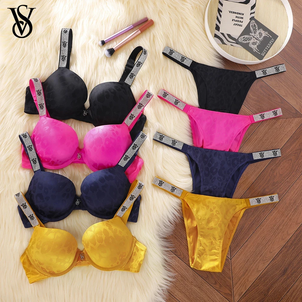 Victoria Secret Shell Push Up Bra Panty Set Women Lace Mesh Sexy Lingerie Sleepwear Pajama Suit Comfort Soft Airy
