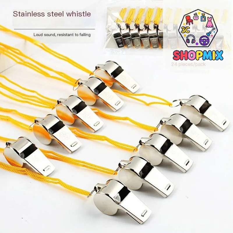 Loud Metal Whistle Team Sport With Rope Strong Sport Whistle Compact Wear Resistant Stainless Steel Whistles Lifeguards