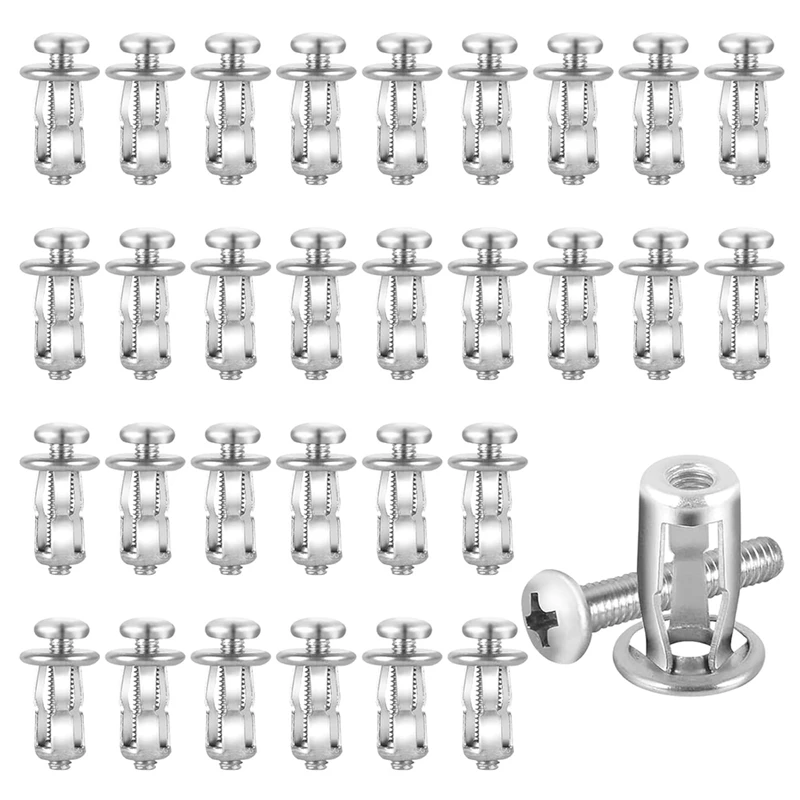 PORK-60 Pcs M 4 X 20 Hollow Door Anchor Set, Hollow Cavity Fixing Hollow Wall Anchors For Aluminium Cladding Sheet Steel Pipe