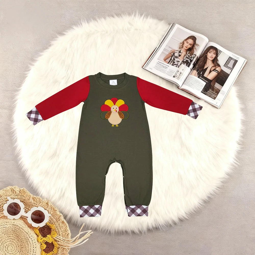 10.14 Baby Boys Winter Rompers Baby Boys Thanksgiving Turkey Long Sleeve Rompers