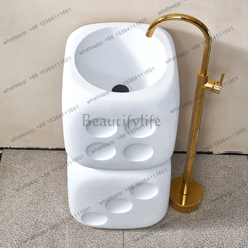 Simple wind dice personalized creative art hotel homestay pillar basin integrated floor-to-ceiling washstand
