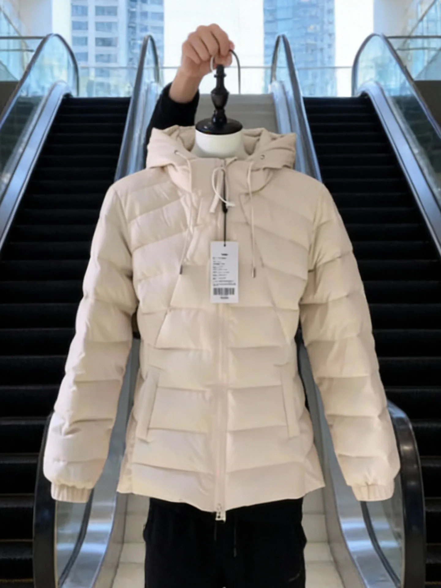 Damska kurtka puchowa Ele Du White na zimę 2025, nowy kombinezon narciarski z wysokim stanem, odzież wierzchnia, styl casual, włókno poliestrowe, długi rękaw.