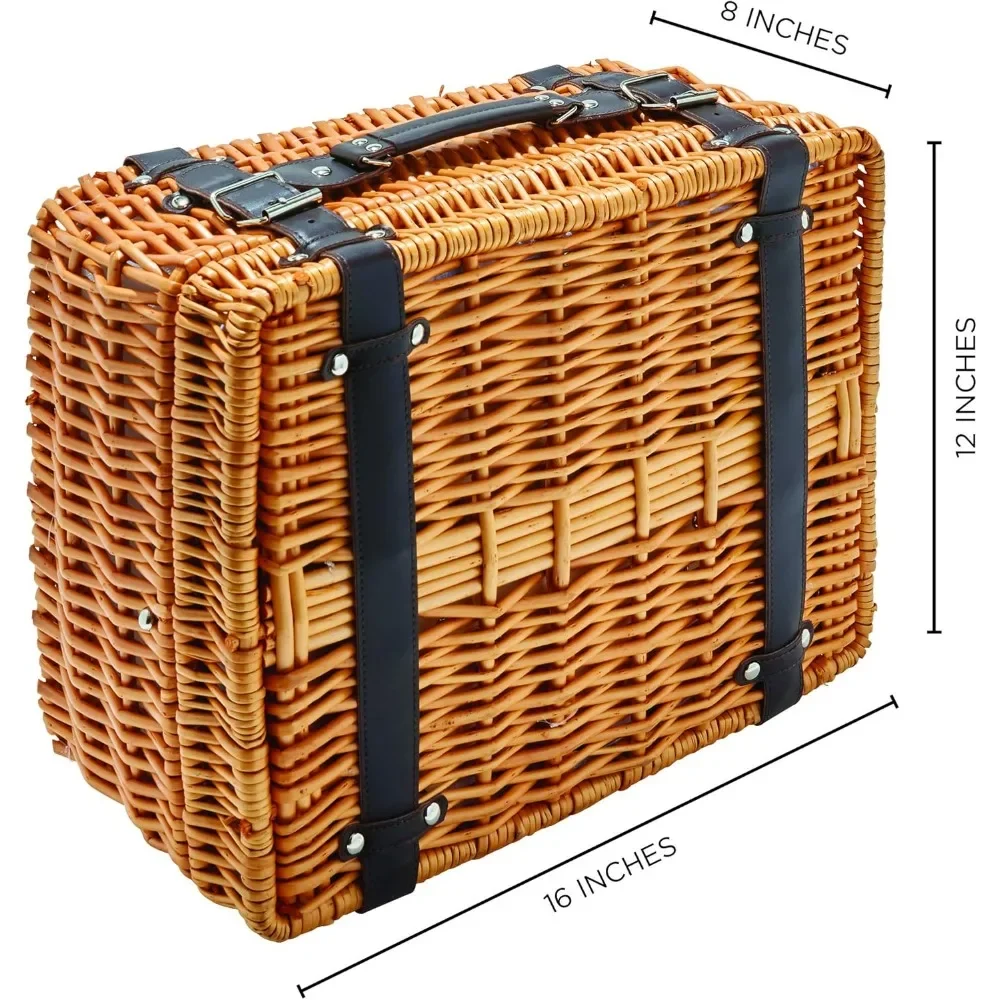 Picnic Basket Set untuk 2 peralatan lengkap dan alat makan termasuk