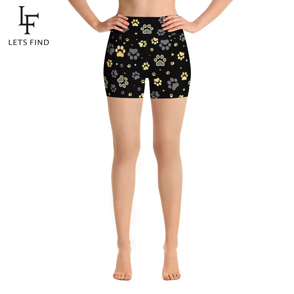 

LETSFIND Summer New High Waist Short Pants Women Sexy Biker Dog Paws Digital Print Stretch Leggings