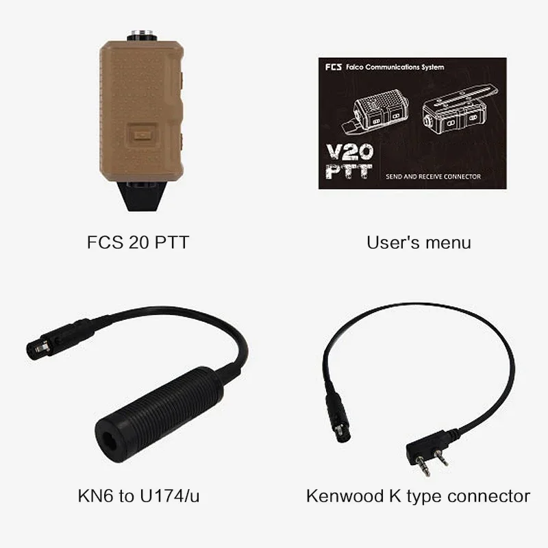 KRYDEX FCS Tactical Headset Comtac III RAC Radio Connector V20 PTT KN6 U174/U MTP3150 PD780 XTS