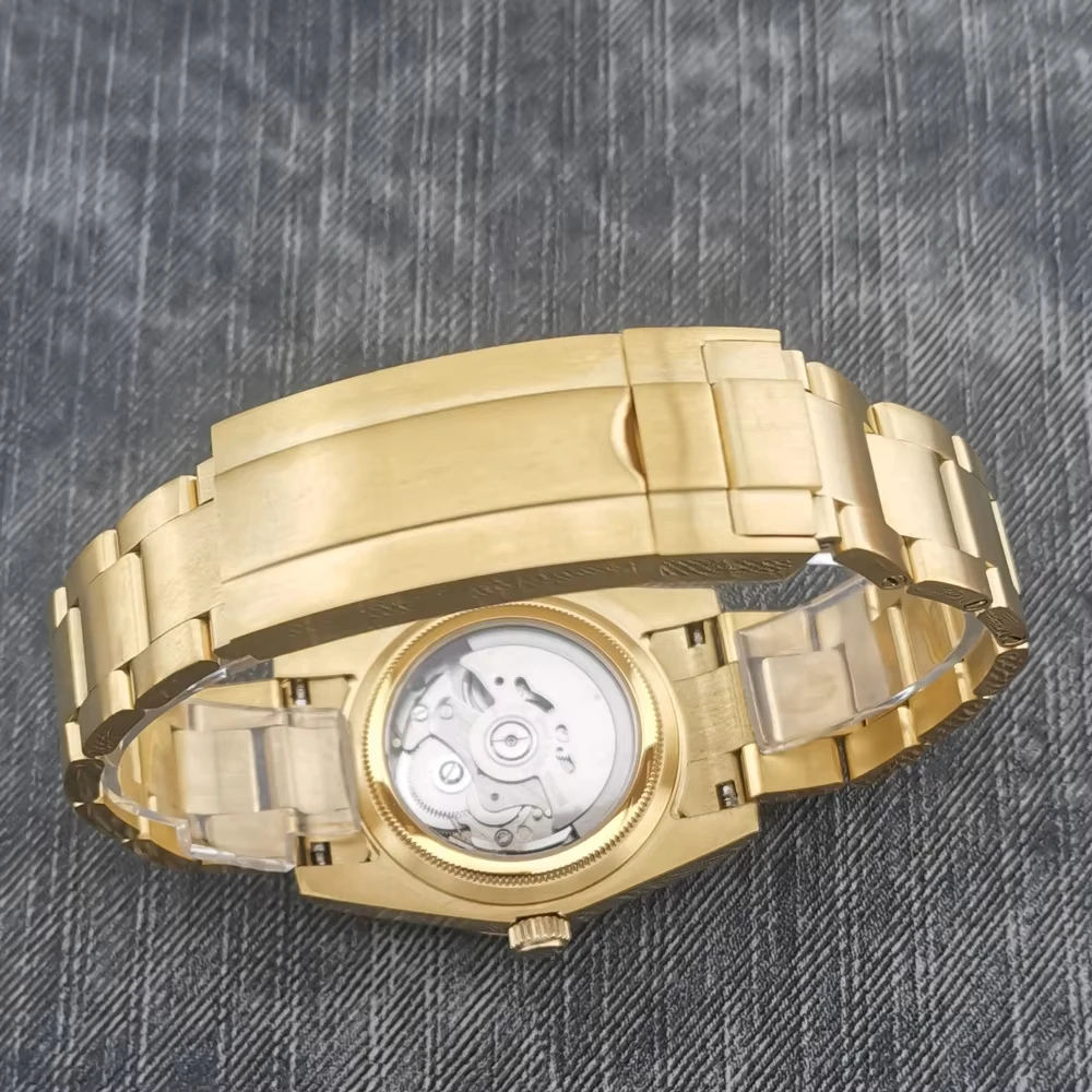 36mm/39mm DEBERT Cassa in oro quadrante sterile NH35 Orologi meccanici da uomo NH35A Orologio automatico da uomo Bracciale presidenziale LOGO