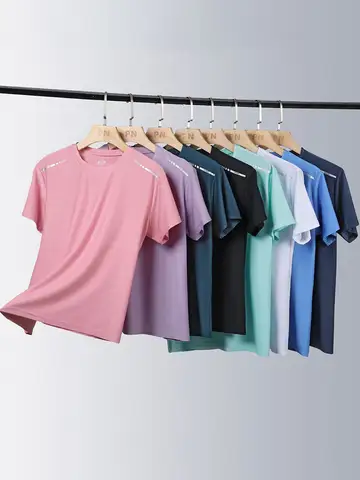 Women Running T-Shirt Reflective High Elastic Breathable Running Sports T-Shirt Summer Quick-Drying Ice Silk Cool Short Sleeves