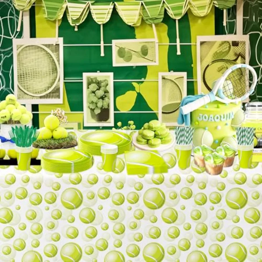 Nappe de fête de Tennis, décorations pour anniversaire, réception-cadeau pour bébé, balle de sport jetable, fournitures de fête d'anniversaire, couverture de Table