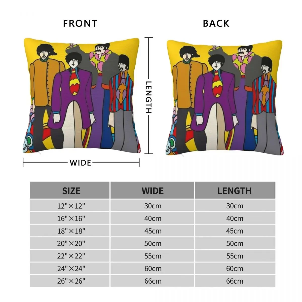 Yellow Submarine Pillow Cover Fantasy Film The B-Beatles Kawaii Pillow Case For Sofa Home Decoration Cushion Cover Pillowcases