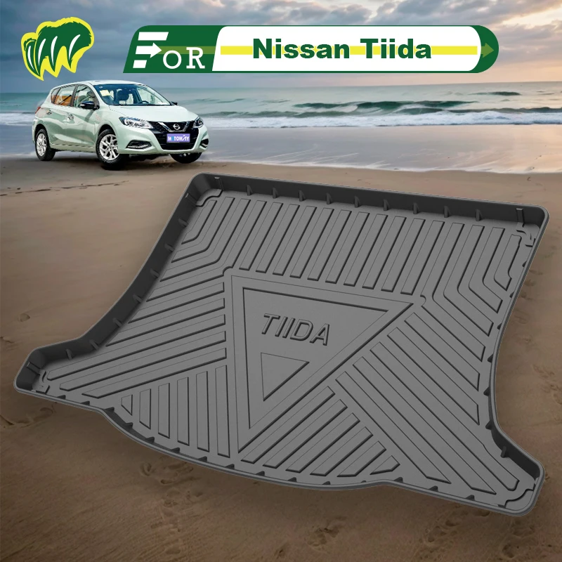 

For Nissan Tiida 2016 17 18 19 23 2005-2024 Custom Fit Car Trunk Mat All Season Cargo Mat 3D Shaped Laser Measured Trunk Liners