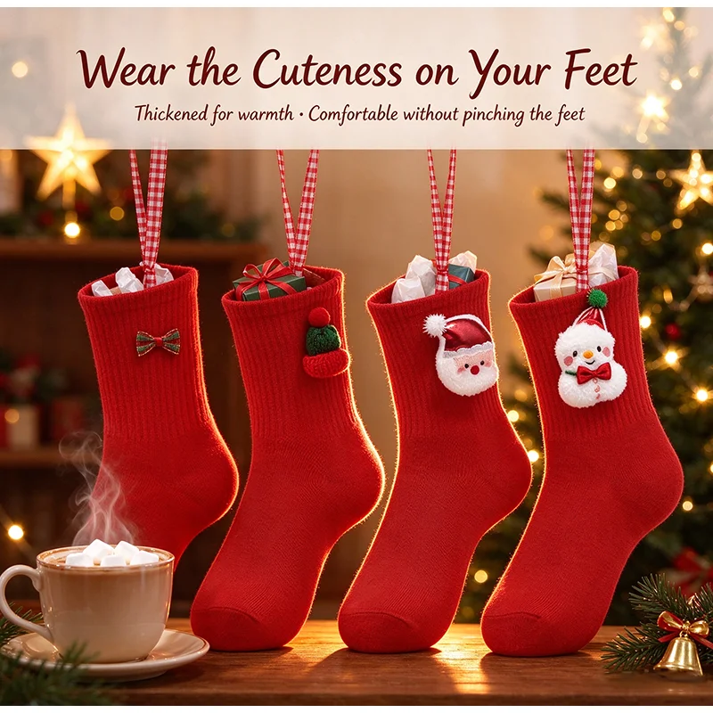 Christmas Stockings Knitted Three-dimensional Pattern Socks Breathable Comfortable Christmas Tree Decorations Christmas gifts