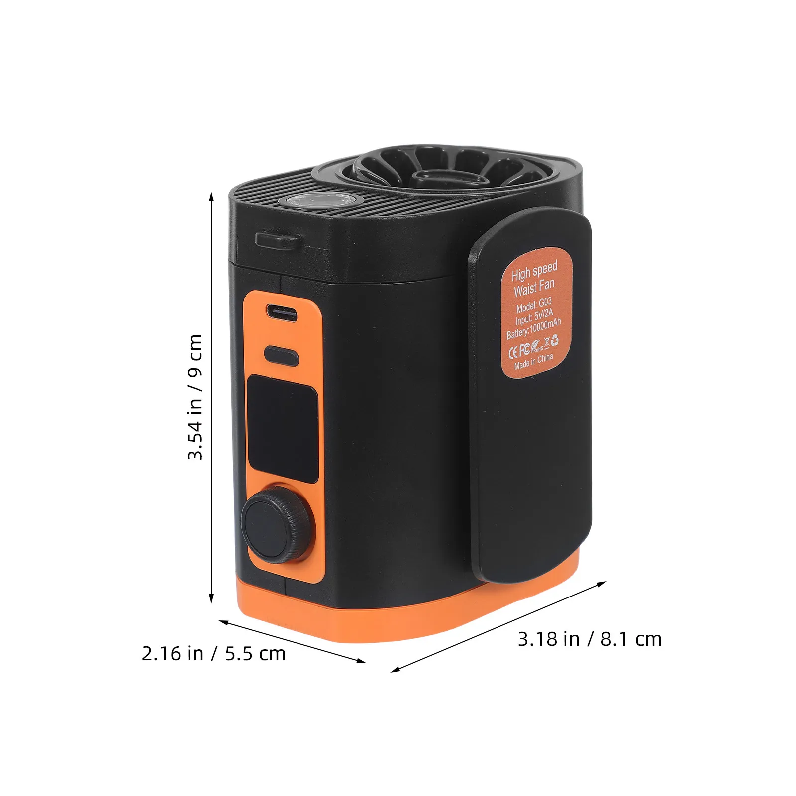 Waist Hanging Portable Fan 6000mAh Rechargeable Clip Belt Cooler Adjustable Speeds Built-in Light Hiking Outdoor Camping - view 5