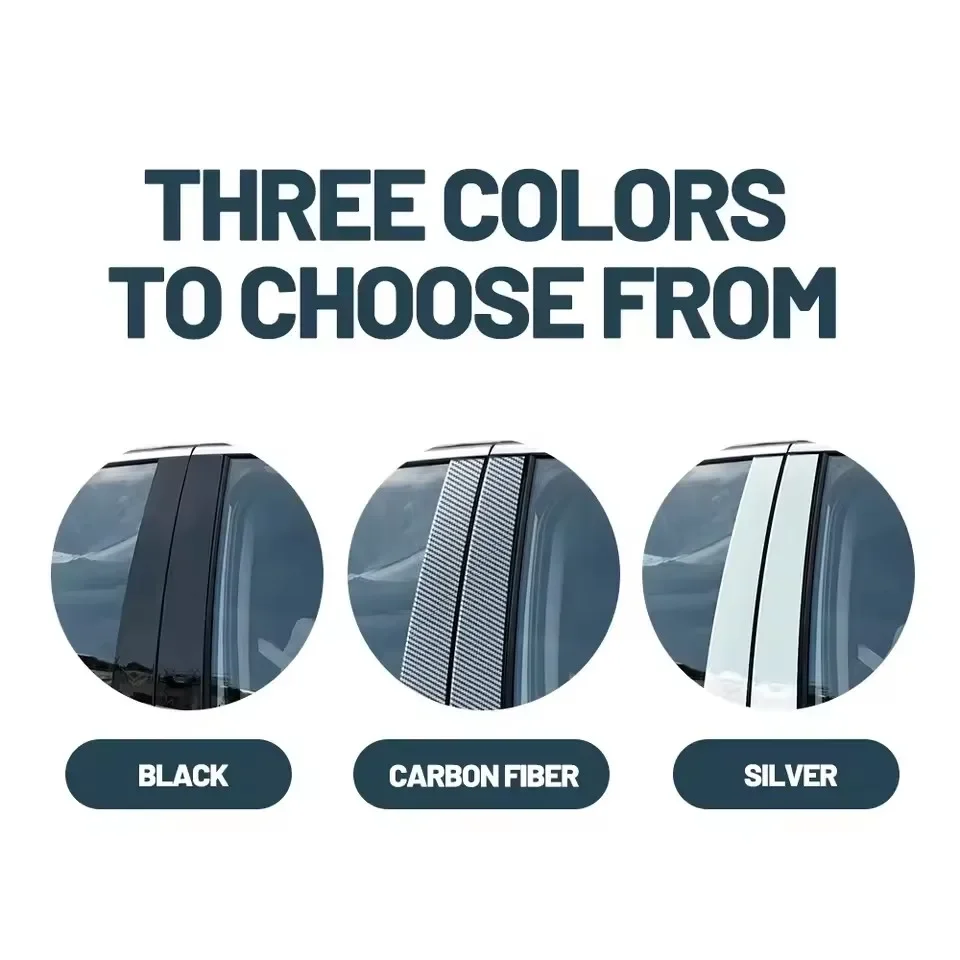 For Volkswagen Taos Touareg Teamont Atlas pillar stickers to decorate car windows, door frames, and covers in bright black 17-24