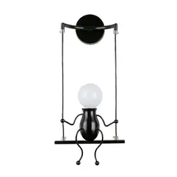 Wall Sconces Creative Single Little People Wall Light Modern Wall Sconce Lighting Bedroom Bedside Lamp, E27, White, Black, Red