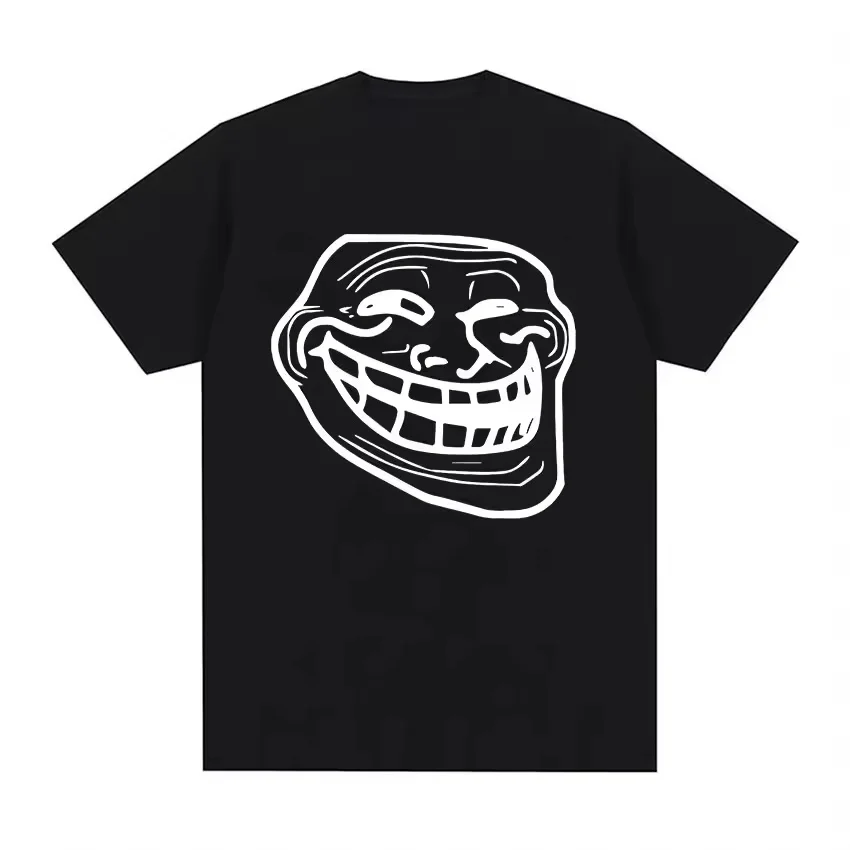Short Sleeve Cotton T-shirts for Men and Women Funny Memes Retro Fashion Troll Face Angry Men Harajuku Streetwear