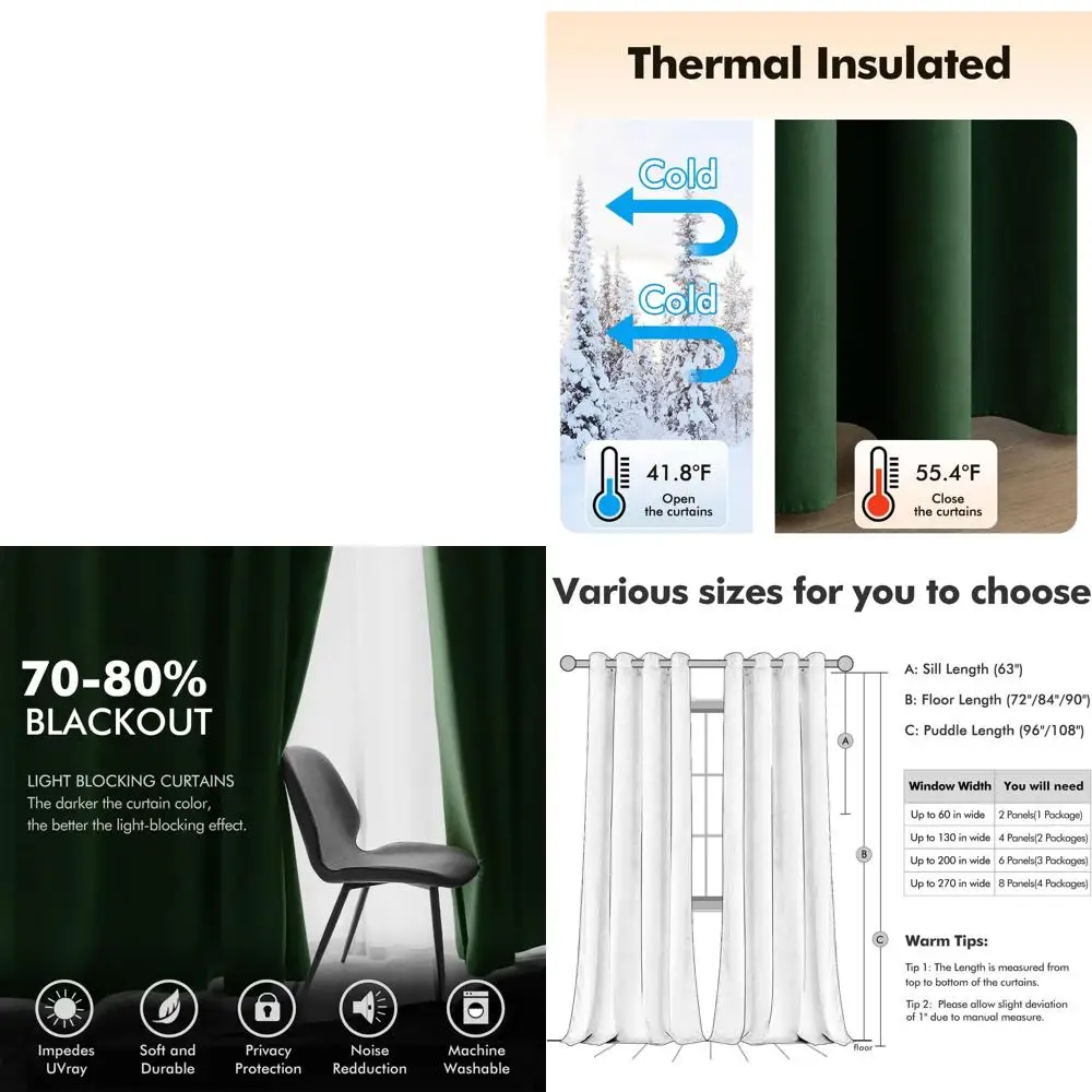 

Изумрудно-зеленые бархатные шторы с люверсами, термоизоляционные, звукоизоляционные, затемняющие для гостиной/спальни, 52x96, 2 панели