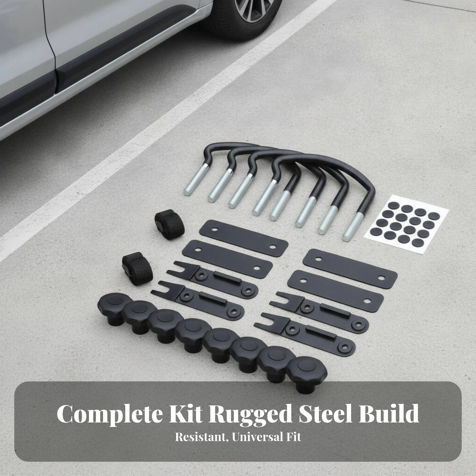 U-Shaped Roof Box Mounting Accessory Kit Low-Slung Roof Roof Rack Clamp Kit Using U-Bolts-Bolts Fastener Robust Wear Resistant