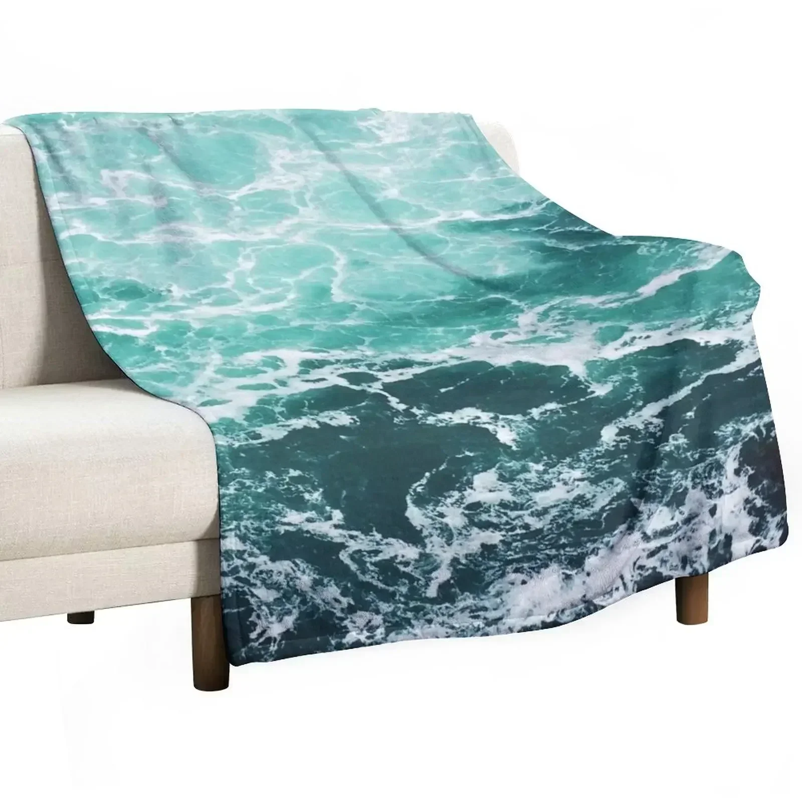 

Blue Ocean Summer Beach Waves Throw Blanket Kid'S manga Designers Flannel Fabric Blankets