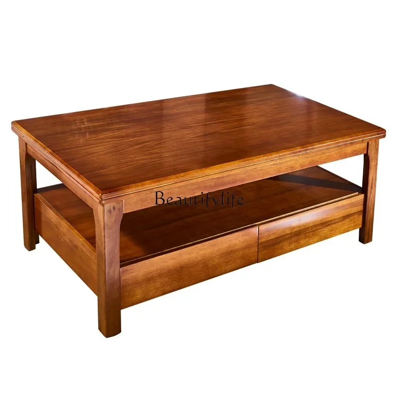 

All solid wood rectangular coffee table Modern Chinese log small apartment walnut coffee table