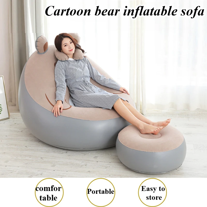 Inflatable lazy sofa reclining portable single bear sofa