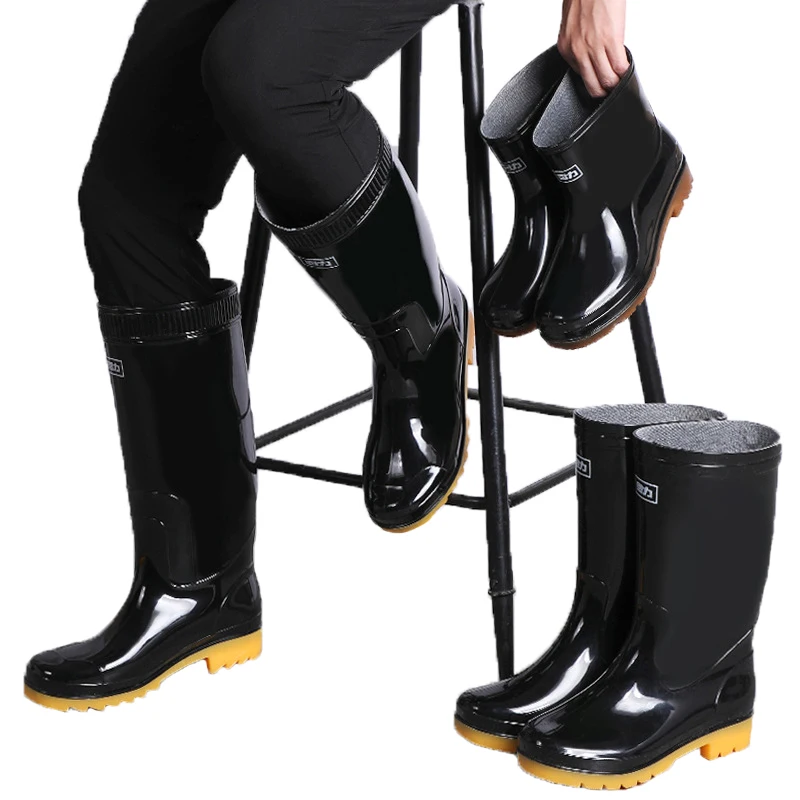 

Летние непромокаемые резиновые сапоги с высокой трубкой для женщин и мужчин, непромокаемая резиновая обувь для сада, кухни, рыбалки, водная обувь, рабочие галоши для пары