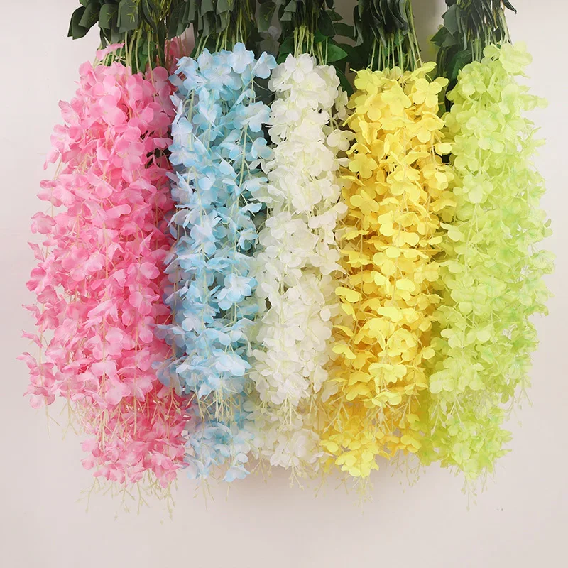 12pcs fiori di glicine artificiali String Hanging Garland Outdoor Wedding Garden Arch Decoration Home Party Decor fiore finto