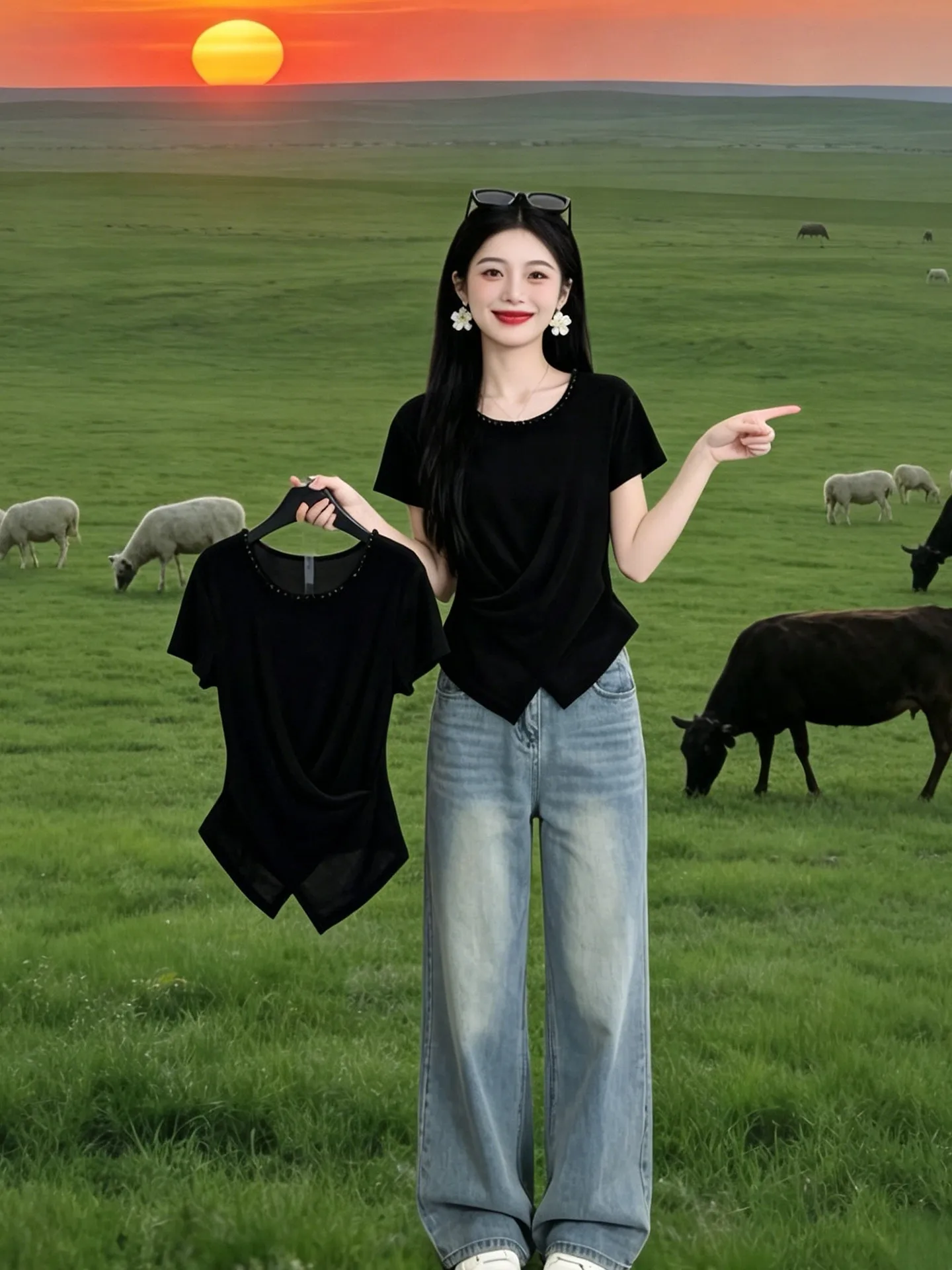 

Black Simple round Neck Slim Fit T-Shirt Women's Commute Style Long Sleeve Breathable Comfortable Standard Size Korean Version