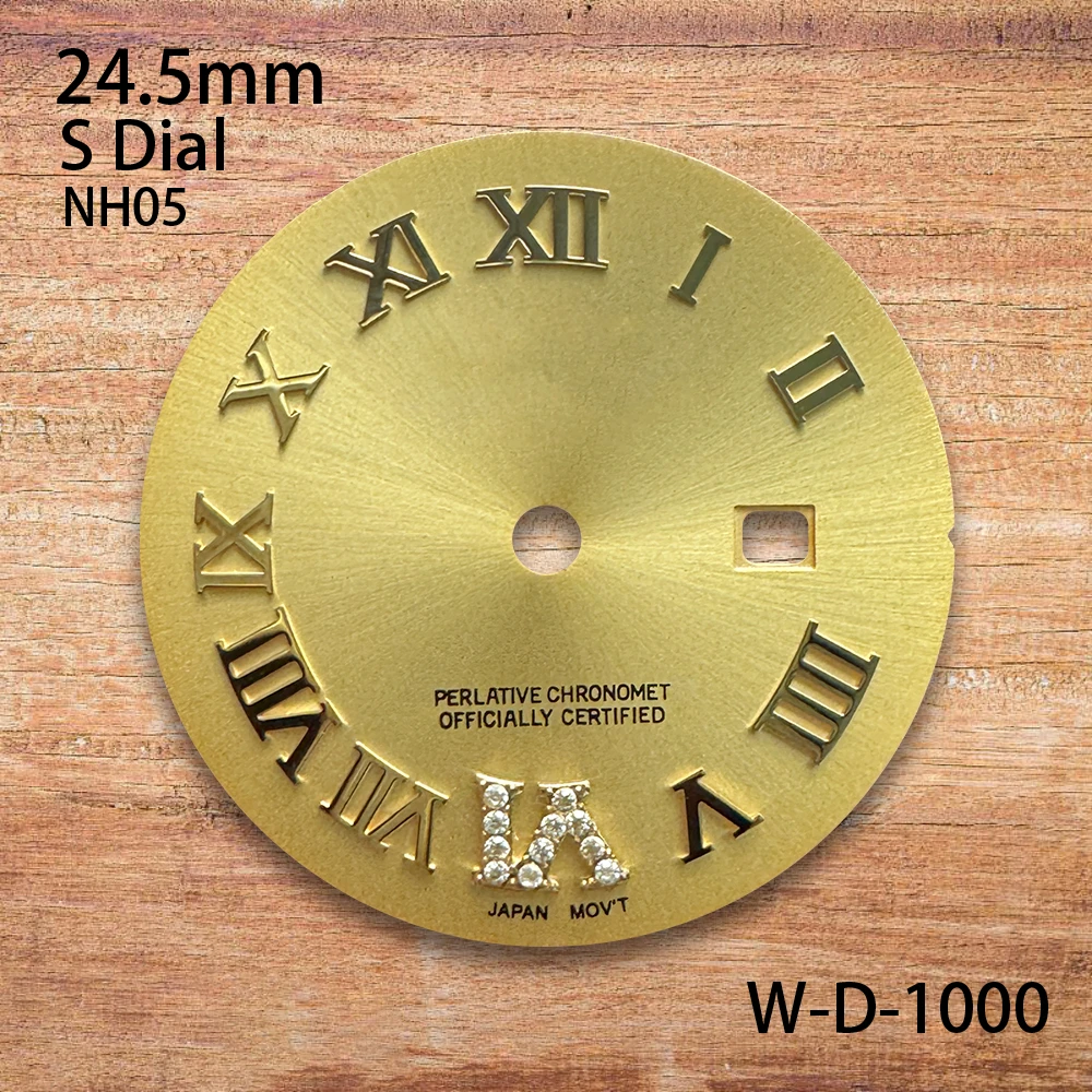 Quadrante con numeri romani di alta qualità con logo S da 24,5 mm adatto per accessori per la modifica dell'orologio con movimento NH05