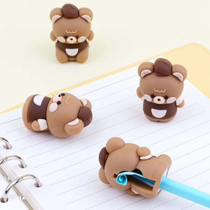 Coffee Bear Pencil Sharpener Kawaii Cartoon Single Hole Pencil Cutter Kid Gift Toy Korean Stationery Cute School Office Supplies