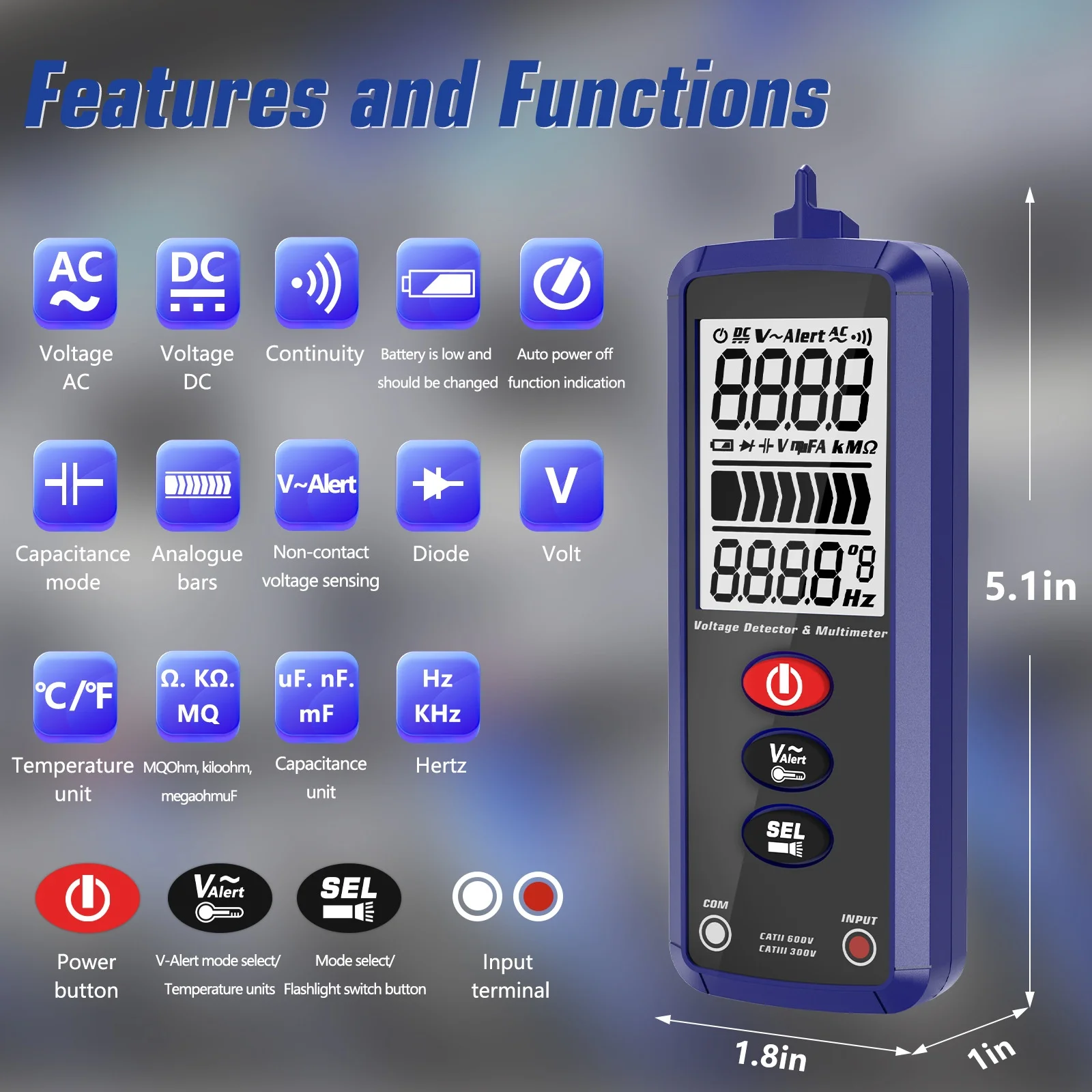 Inductive Mini Smart Digital Multimeter Household Burn-Protection NCV Detection DC/AC Measurement HY801 Model 1