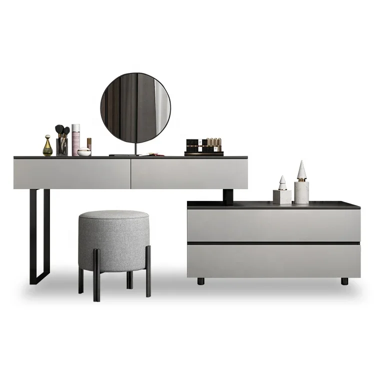 Nordic intrekbaar kaptafel make-up tafelset Eenvoud make-up kaptafel met spiegel Modern 1-delig paneel MDF Morden