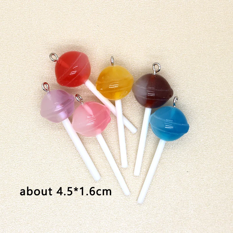 10/12pcs Mini 3D Lollipop Resin Earring Charms Cute Sugar Candy Keychain Necklace Pendant Jewelry Findings Diy Charm Suppplies