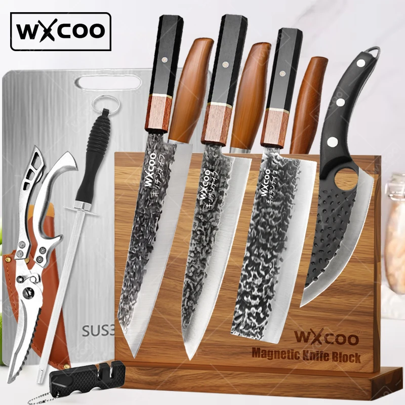 

WXCOO Forged Kitchen Meat Cleaver Stainless Steel Slicing Knife Japanese Santoku Knife Sashimi Knife Professional Chef Knives