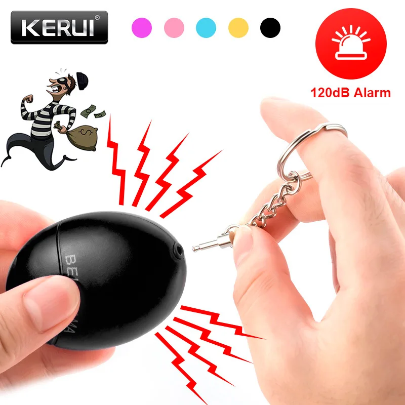 KERUI Portable Emergency Personal Alarms Female Self-Defense Security Alarm 120db Safety Key Chain for Elderly Woman Kids