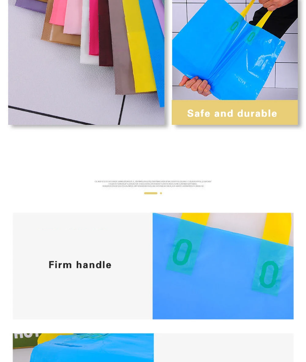 100 Stück individuelle Logo bunte Einkaufstaschen mit Griff Kunststoff-Geschenkbeutel drucken einfarbiges Logo auf doppelseitigem kostenlosem Designdruck – Detail 12