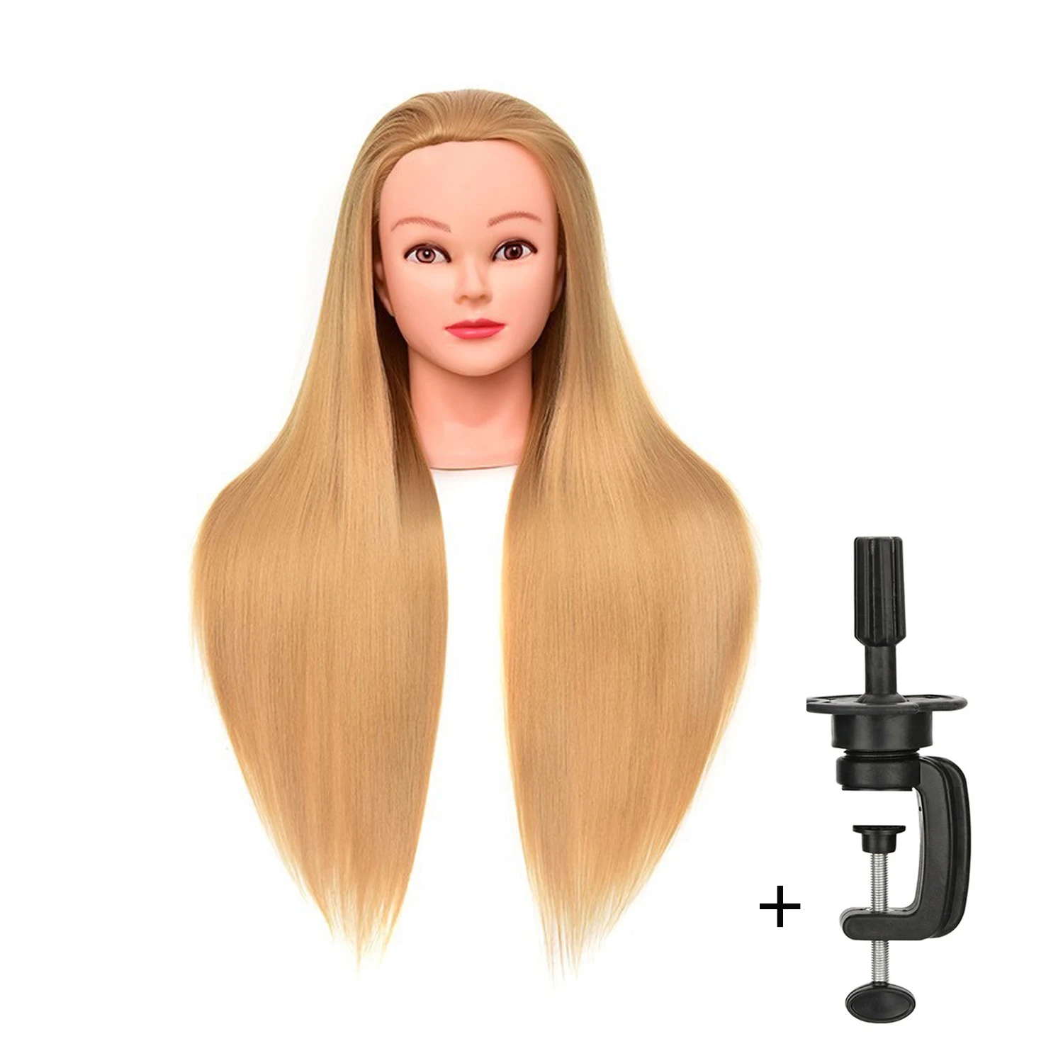 رأس دمية لتضفير عارضة أزياء لتصفيف الشعر 100% رأس تدريب لتصفيف الشعر الاصطناعي مع حامل ثلاثي القوائم للتجميل #2