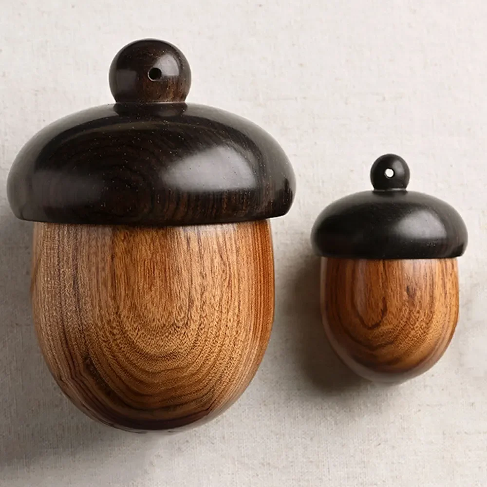 Wooden Large Acorn Ornament Wooden Storage Box Aromatherapy Container DIY Key Chain Pendant Accessories Car Decoration Pendant