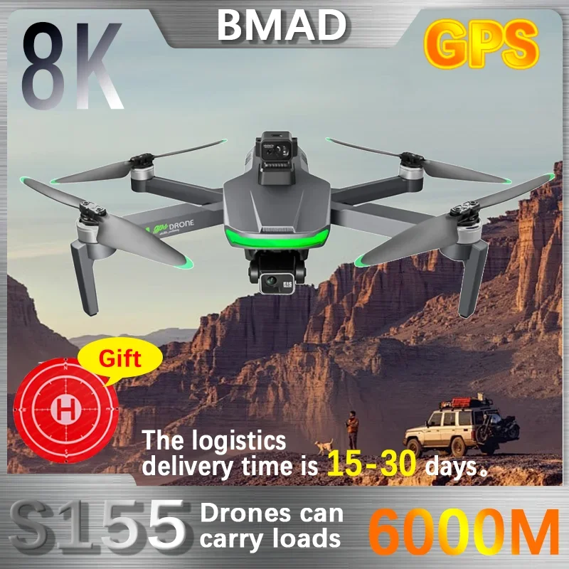 Nowy S155 Pro Gps Drone 4k kamera HD fotografia lotnicza Fpv 8K 3-osiowy gimbal przeciwwstrząsowy bezszczotkowy silnik unikanie przeszkód