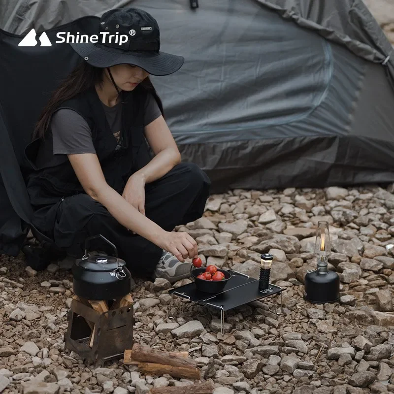 ShineTrip Outdoor Camping lekki składany dwuczęściowy stół odpinany ze stopu aluminium stolik do herbaty przenośny stolik kawowy