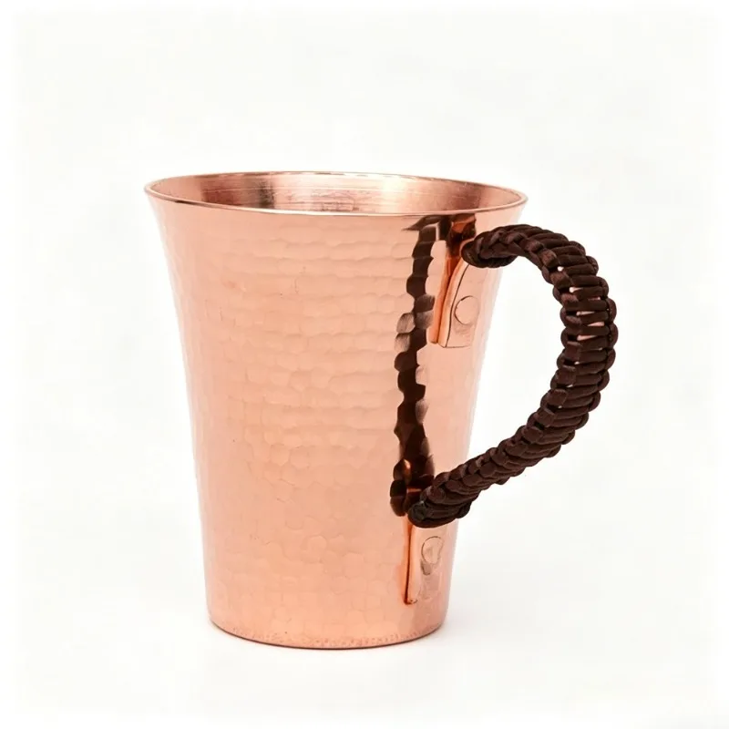 350ML Vintage Pure Copper Mug Handcrafted Hammer Texture Weave Handle Moscow Mule Cup Coffee Beer Milk Tea Tumbler Tableware