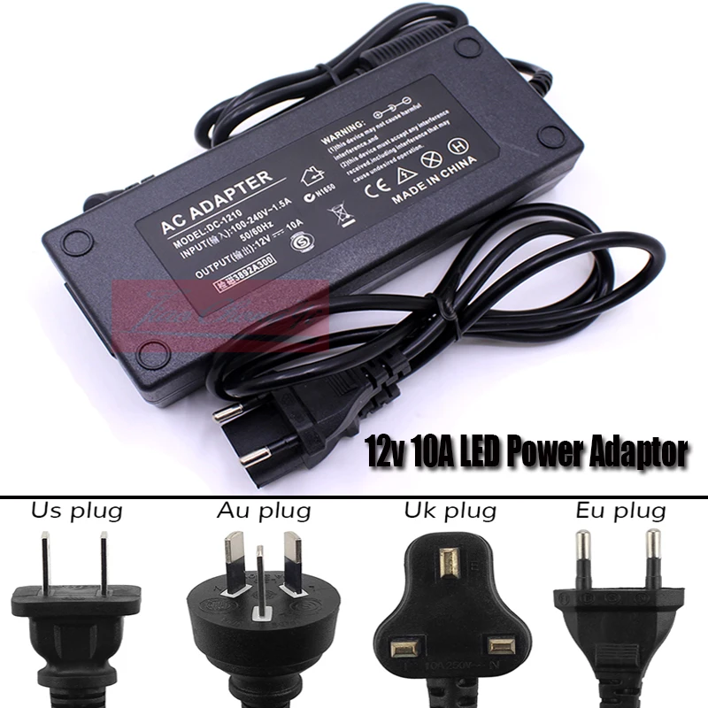 

DC 12V TO 85-265V 10A 120W Power Adaptor LED Driver power supply for LED Strip Light bar light US/EU/AU/UK for choice