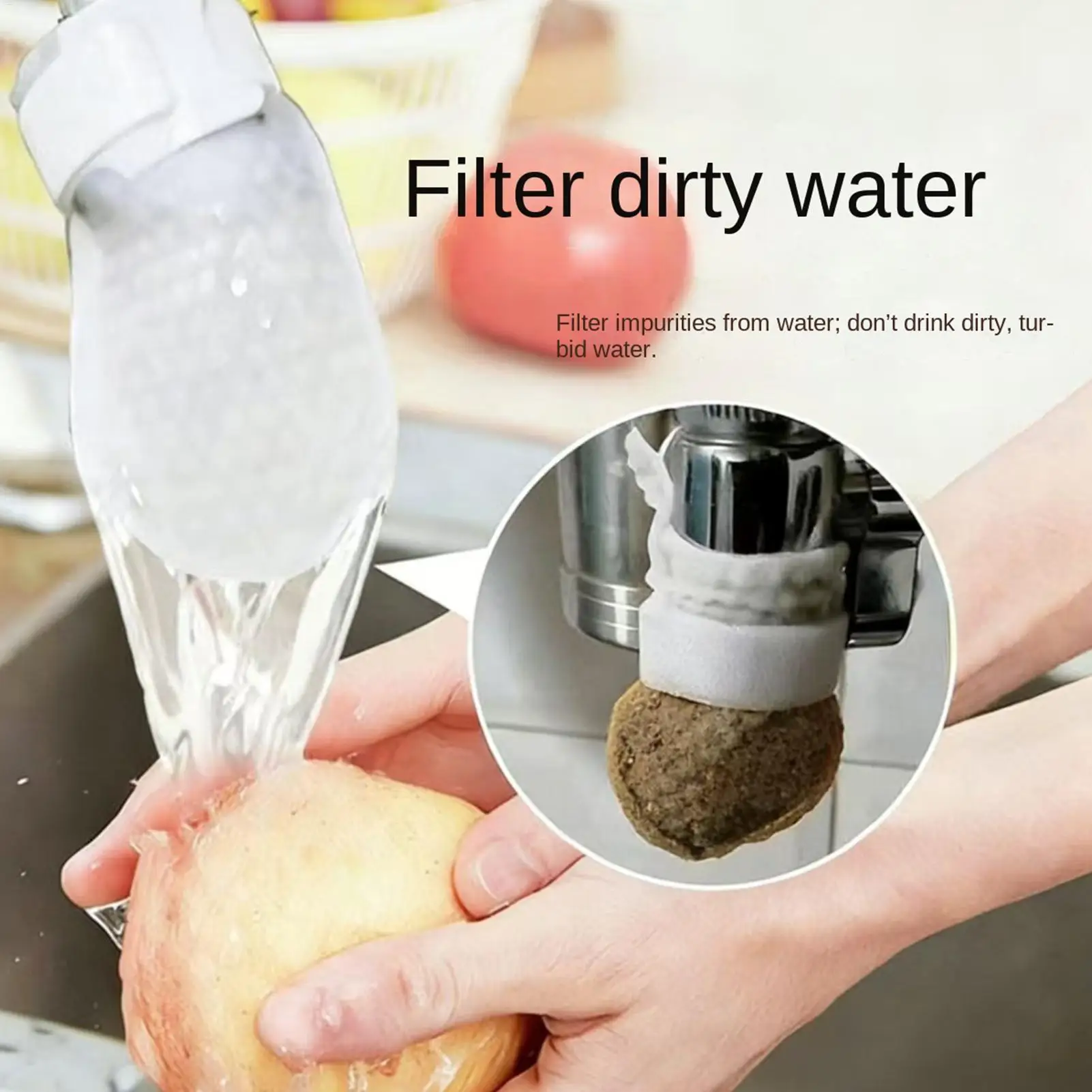 

Faucet Filter Cotton Splash-Proof Portable Pouch 50-Piece Water Purification Socks for Kitchen Sink for Scale Sediment Silt Sand